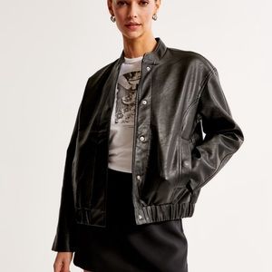 Black Leather Bomber Jacket